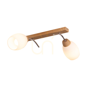 Stropní svítidlo Skaja, 2xE27, Max. 40 W, olejovaný dub / chromovaný kov / bílý skleněný stínidlo, 76 cm small 1