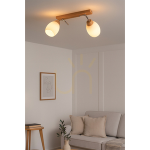 Stropní svítidlo Skaja, 2xE27, Max. 40 W, olejovaný dub / chromovaný kov / bílý skleněný stínidlo, 76 cm small 4