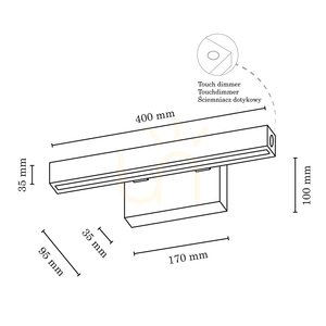 Malé nástěnné svítidlo, 1xLED, 3000 K, 5,3 W, bukové a ořechové dřevo, s dotykovým stmívačem, 40 cm small 2
