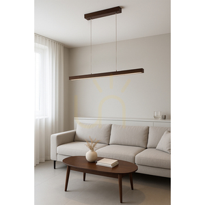Malé závěsné svítidlo 1xLED 3000K 15 W, bukové a ořechové dřevo / průhledný PVC kabel s dotykovým stmívačem, 100 cm small 1