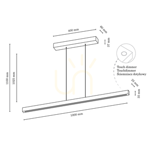 Malé závěsné svítidlo 1xLED 3000K 15 W, bukové a ořechové dřevo / průhledný PVC kabel s dotykovým stmívačem, 100 cm small 2