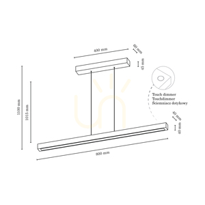 Malé závěsné svítidlo 2xLED 3000K 22,5 W, bukové a ořechové dřevo / průhledný PVC kabel s dotykovým stmívačem, 80 cm small 4