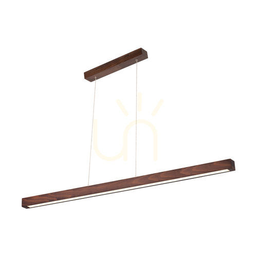Kontrola Malé závěsné svítidlo 2xLED 3000K 34,5 W, bukové a ořechové dřevo / průhledný PVC kabel s dotykovým stmívačem, 120 cm