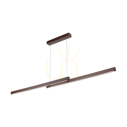 Kontrola Malé dvojité závěsné svítidlo 2xLED 3000K 28,5 W, bukové a ořechové dřevo / průhledný PVC kabel s dotykovým stmívačem, 150 cm