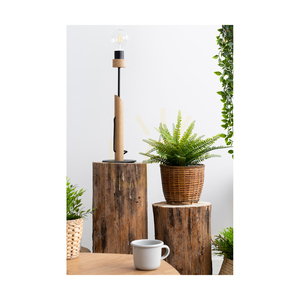 Stolní lampa Solange, 1xE27, Max. 60 W, olejovaný dub / černý kov / černý opletený kabel, Ø 15 cm small 2