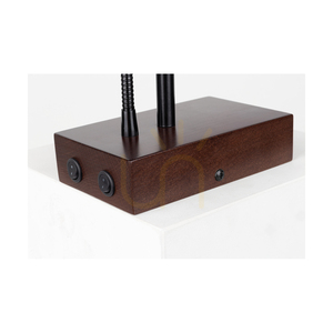Nástěnné svítidlo Sonar, 1xE27, max.. 25 W, obsahuje 1x LED 4000 K 2,5 W, bukové a ořechové dřevo / černý kov / bílé stínidlo 22 cm small 1