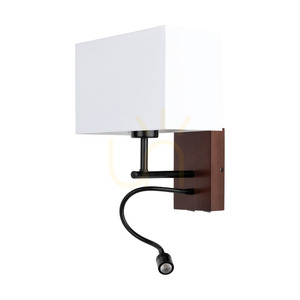 Nástěnné svítidlo Sonar, 1xE27, max.. 25 W, obsahuje 1x LED 4000 K 2,5 W, bukové a ořechové dřevo / černý kov / bílé stínidlo 22 cm small 0