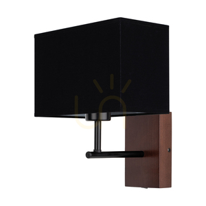 Nástěnné svítidlo Sonar, 1xE27, max.. 25 W, bukové dřevo, ořech/černý kov/černý stínidlo 22 cm small 0