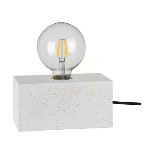 Kontrola Stolní lampa Strong Double, 1xE27, Max. 25 W, bílý beton / černý PVC kabel, 18 cm