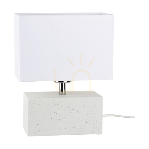 Kontrola Stolní lampa Strong Double, 1xE27, Max. 25 W, bílý beton / černý PVC kabel / bílý stínidlo, 22 cm