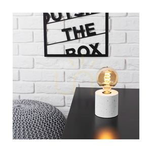 Robustní stolní lampa, 1xE27, Max. 25 W, bílý beton / černý PVC kabel, Ø 10 cm small 3