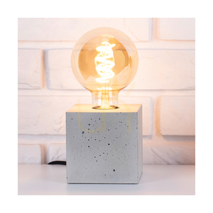Robustní čtvercová stolní lampa, 1xE27, Max. 25 W, bílý beton / černý PVC kabel, 10 cm small 1
