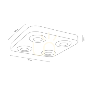 Stropní svítidlo Sunniva, včetně 4x LED 3000 K 5 W, borovice mořená do hněda / černý kov, 26 cm small 1
