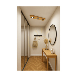 Stropní svítidlo Sunniva, včetně 3x LED 3000 K 5 W, borovice mořená do hněda / černý kov, 42 cm small 2