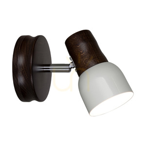 Nástěnné svítidlo Svantje 1xE14 Max. 40 W, buk a ořech / chromovaný kov / bílý kovový stínidlo 17 cm small 1