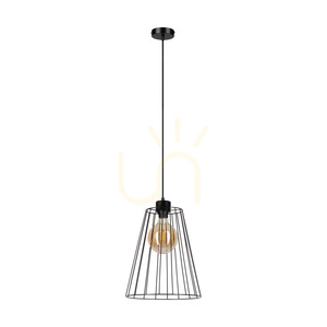 Závěsné svítidlo „Swan“, 1xE27, Max. 60 W, černý kov / černý PVC kabel / černý kovový stínidlo, Ø 30 cm small 0