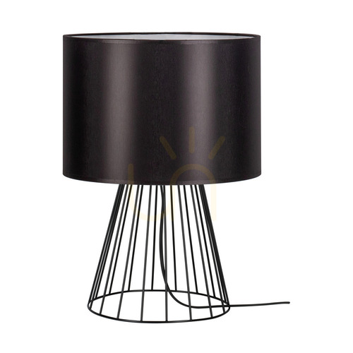 Kontrola Stolní lampa Swan, 1xE27, Max. 40 W, černý kov / černý PVC kabel / černý stínidlo, Ø 25 cm