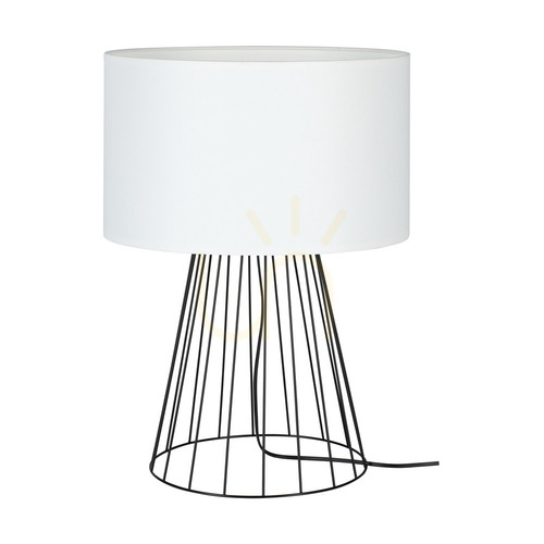 Kontrola Stolní lampa Swan, 1xE27, Max. 60 W, černý kov / černý PVC kabel / bílý stínidlo, Ø 40 cm