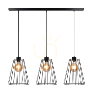 Závěsné svítidlo „Swan“, 3xE27, Max. 60 W, černý kov / černý PVC kabel / černý kovový stínidlo, 117 cm small 1