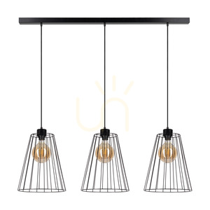 Závěsné svítidlo „Swan“, 3xE27, Max. 60 W, černý kov / černý PVC kabel / černý kovový stínidlo, 117 cm small 0