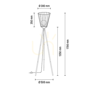 Stojací lampa Swan, 1xE27, Max. 40 W, černý kov / černý PVC kabel / černý kovový stínidlo, Ø 30 cm small 2