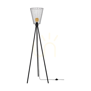 Stojací lampa Swan, 1xE27, Max. 40 W, černý kov / černý PVC kabel / černý kovový stínidlo, Ø 30 cm small 0