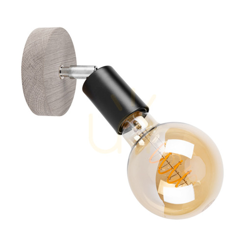 Kontrola Nástěnné svítidlo Takada 1xE27 Max. 25 W, borovice mořená do šeda / černý kov, 13 cm