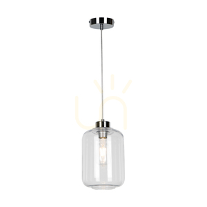 Závěsné svítidlo Tarro, 1xE27, Max. 60 W, chromovaný kov / kabel z průhledného PVC / stínidlo z průhledného skla, Ø 17 cm small 1