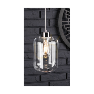 Závěsné svítidlo Tarro, 1xE27, Max. 60 W, chromovaný kov / kabel z průhledného PVC / stínidlo z průhledného skla, Ø 17 cm small 2