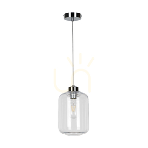 Závěsné svítidlo Tarro, 1xE27, Max. 60 W, chromovaný kov / kabel z průhledného PVC / stínidlo z průhledného skla, Ø 17 cm small 0
