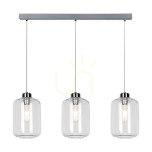 Závěsné svítidlo Tarro, 3xE27, Max. 60 W, chromovaný kov / kabel z průhledného PVC / stínidlo z průhledného skla, 76 cm small 1