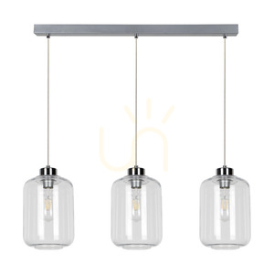 Závěsné svítidlo Tarro, 3xE27, Max. 60 W, chromovaný kov / kabel z průhledného PVC / stínidlo z průhledného skla, 76 cm small 0