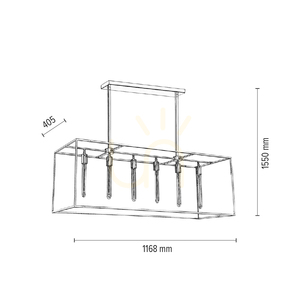 Závěsné svítidlo Telaio, 6xE27, Max. 60 W, chromovaný kov/čiré sklo, 116,8 cm small 2