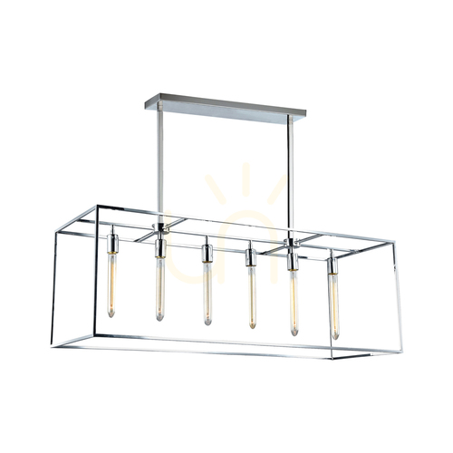 Kontrola Závěsné svítidlo Telaio, 6xE27, Max. 60 W, chromovaný kov/čiré sklo, 116,8 cm
