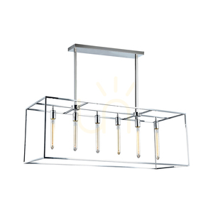 Závěsné svítidlo Telaio, 6xE27, Max. 60 W, chromovaný kov/čiré sklo, 116,8 cm small 0