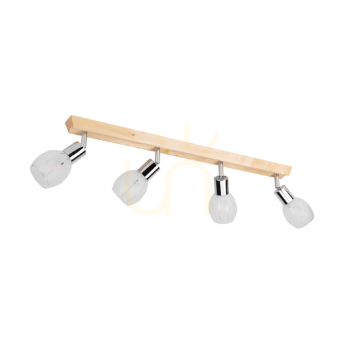 Kontrola Stropní svítidlo Tessa, 4xE14, Max. 40 W, bříza/saténový kov/bílý průhledný skleněný stínidlo, 78 cm