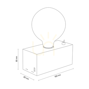 Stolní lampa Theo, 1xE27, Max. 25 W, bříza/černá, PVC kabel s integrovanou USB nabíječkou, 18 cm small 2
