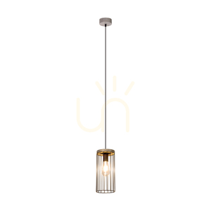 Závěsné svítidlo Timeo, 1xE27, Max. 60 W, borovice mořená do šeda, PVC kabel/černý, kovový stínidlo Ø 15 cm small 1