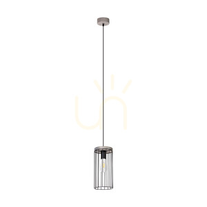 Závěsné svítidlo Timeo, 1xE27, Max. 60 W, borovice mořená do šeda, PVC kabel/černý, kovový stínidlo Ø 15 cm small 0