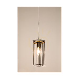 Závěsné svítidlo Timeo 4xE27 Max. 60 W, borovice mořená do šeda / černý PVC kabel / černý kovový stínidlo, 100 cm small 3