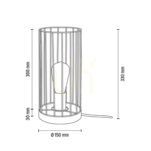 Stolní lampa Timeo 1xE27 Max. 25 W, olejovaný dub / černý kov / černý PVC kabel / černý kovový stínidlo Ø 15 cm small 3