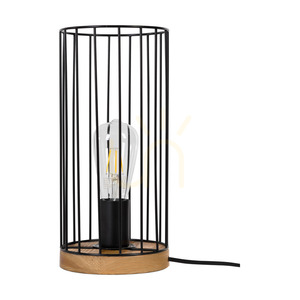 Stolní lampa Timeo 1xE27 Max. 25 W, olejovaný dub / černý kov / černý PVC kabel / černý kovový stínidlo Ø 15 cm small 0