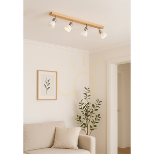 Stropní svítidlo Timon, 4xE14, Max. 40 W, olejovaný dub / saténový kov / bílé skleněné stínidlo, 85 cm small 1