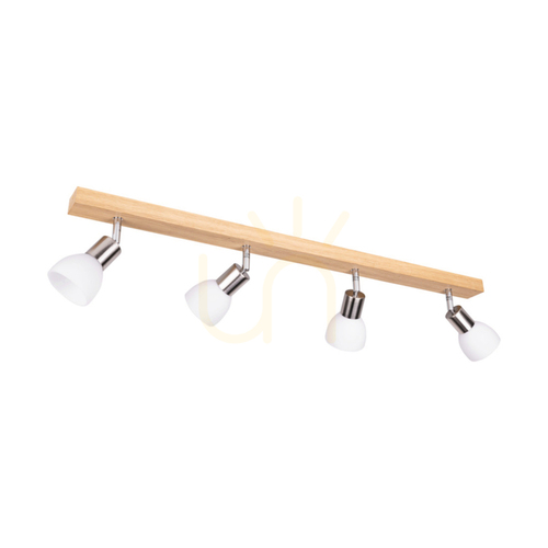 Kontrola Stropní svítidlo Timon, 4xE14, Max. 40 W, olejovaný dub / saténový kov / bílé skleněné stínidlo, 85 cm
