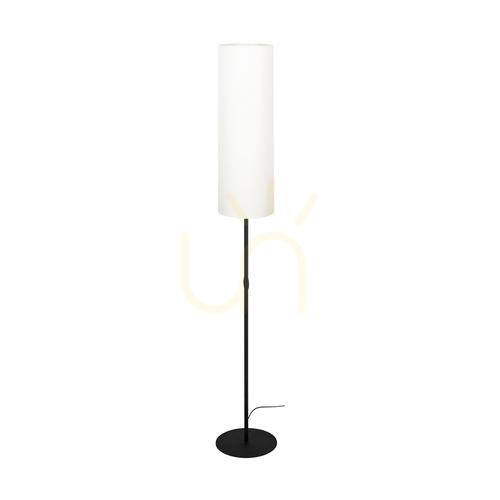 Kontrola Stojací lampa Tina, 1xE27, Max. 60 W, černý kov / černý PVC kabel / bílý stínidlo, Ø 25 cm