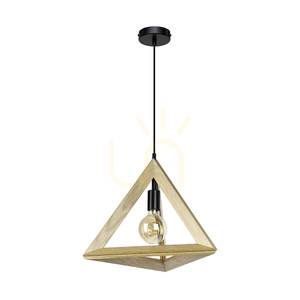 Závěsné svítidlo Trigonon, 1xE27, Max. 60 W, olejovaný dub / černý kov / černý PVC kabel, 42 cm small 0