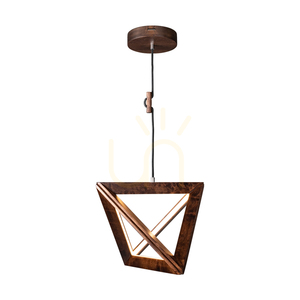 Závěsné svítidlo Trigonon, 1xLED, 3000 K, 27 W, bukové a ořechové dřevo, černý opletený kabel, 42 cm small 1