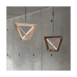 Závěsné svítidlo Trigonon, 1xLED, 3000 K, 27 W, bukové a ořechové dřevo, černý opletený kabel, 42 cm small 3