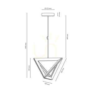 Závěsné svítidlo Trigonon, 1xLED, 3000 K, 27 W, bukové a ořechové dřevo, černý opletený kabel, 42 cm small 4
