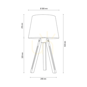 Stolní lampa na trojnožce, 1xE27, Max. 40 W, olejovaný dub / průhledný PVC kabel / bílé stínidlo, Ø 30,5 cm small 2